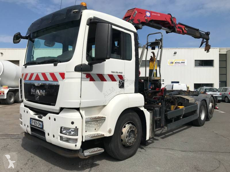 Gebrauchter MAN TGS LKW Abrollkipper Marrel 26 440 6x2 Euro 5 Kran N