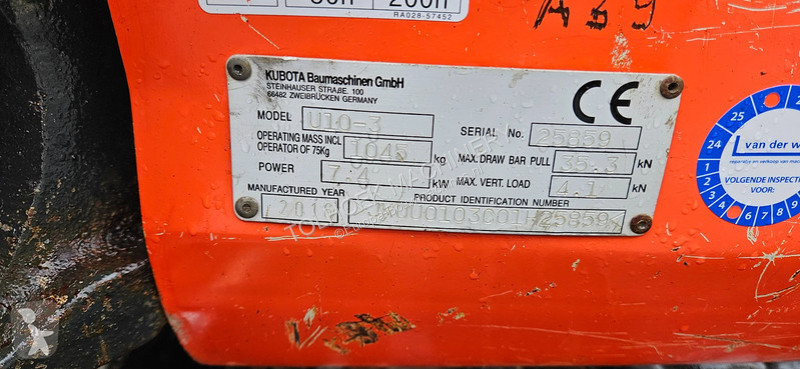 Skovl Kubota mini graafmachine