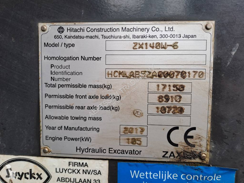 Excavator Hitachi ZX140WTB-6 (Topcon GPS+Engcon...