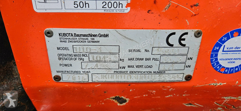 Skovl Kubota mini graafmachine