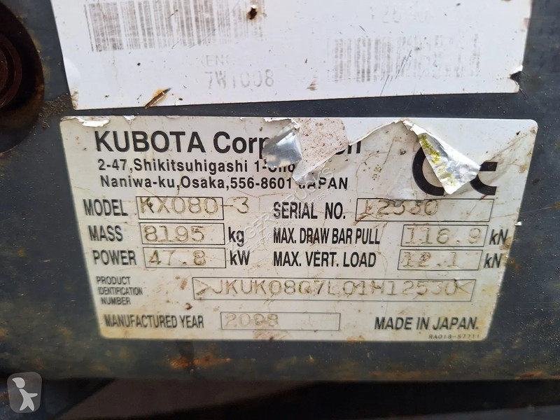 Escavadora Kubota KX080