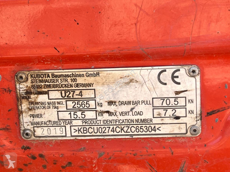 Excavadora Kubota U27-4 MINIPELLE 2,7T CANOPY...