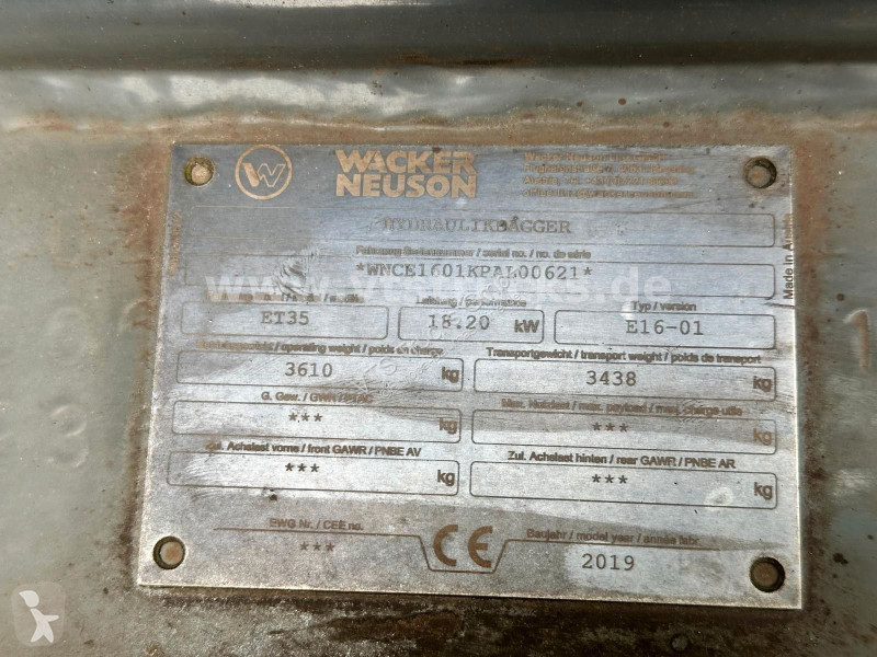 Excavator Wacker Neuson ET 35 2019 19kW
