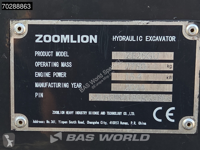 Graafmachine Zoomlion ZE26 GU GARANTÍA –...