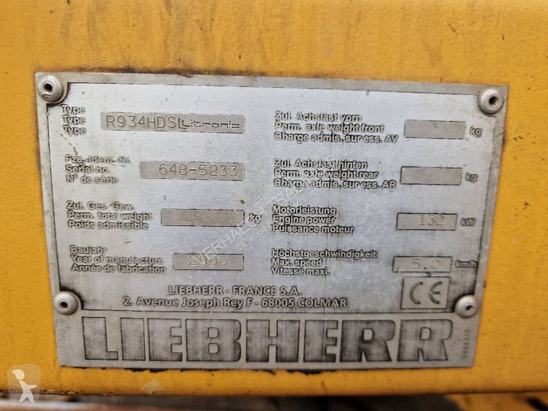 جرافة Liebherr 934HDSL Litronic