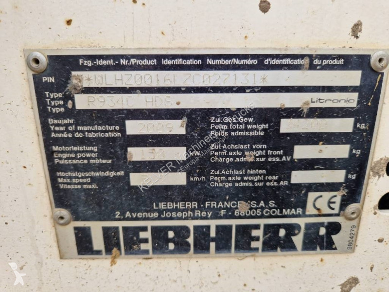 Excavator Liebherr R 934 C HD S Litronic