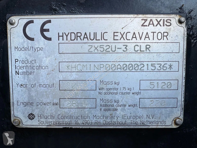 Escavadora Hitachi ZX52U-3