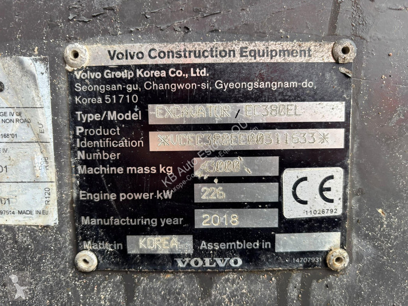 Excavator Volvo EC 380 EL CENTRAL LUBRICATION / AC
