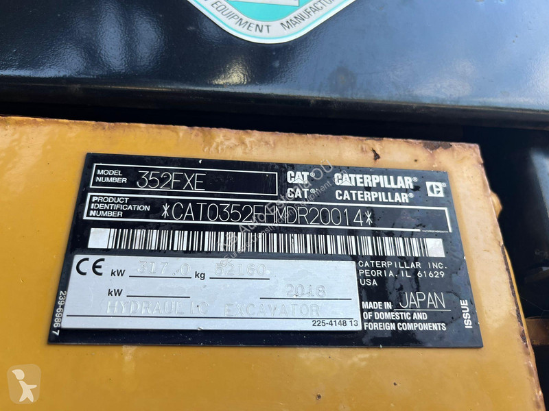 Excavator Caterpillar 352 F CENTRAL LUBRICATION...