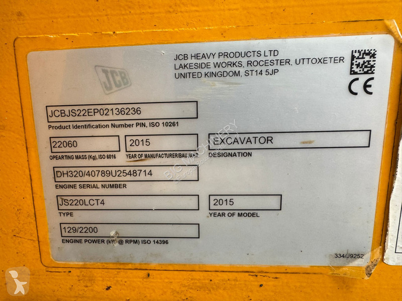 Excavator JCB JS220 Semi Long Reach - 10 meter