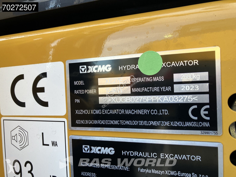 Escavadora XCMG XE27 E 2 YEARS FACTORY WARRANTY...