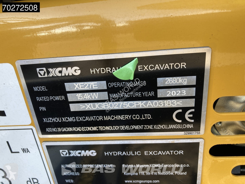 Escavadora XCMG XE27 E 2 YEARS FACTORY WARRANTY...