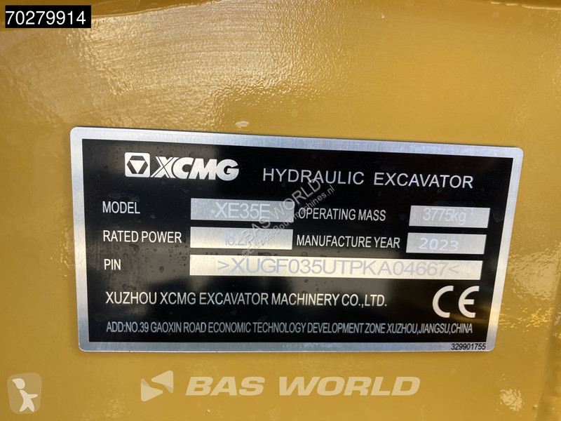 Escavadora XCMG XE35 E 2 YEARS FACTORY WARRANTY...