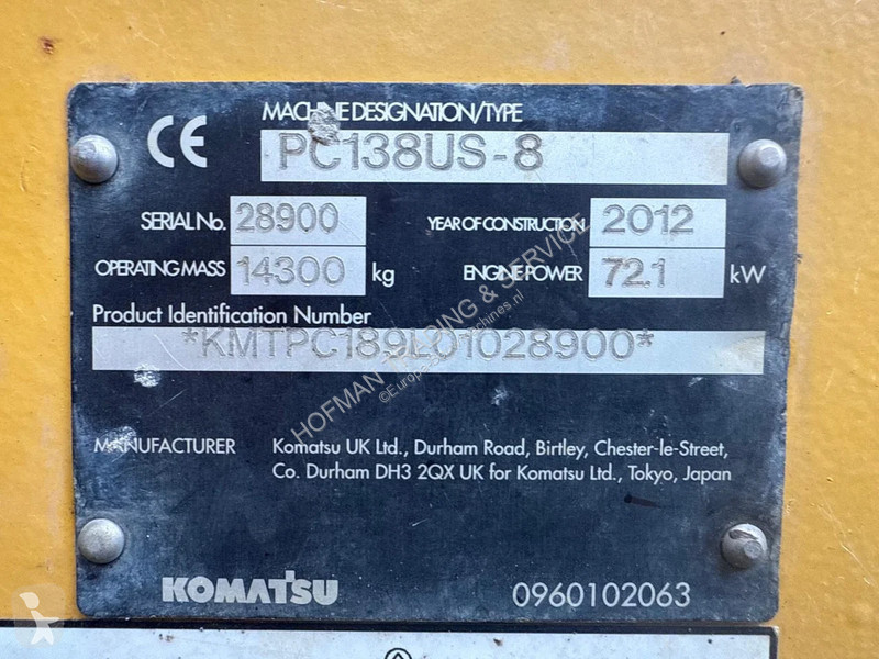 Rýpadlo Komatsu PC138US-8