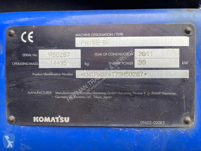 Graafmachine Komatsu PW148-8