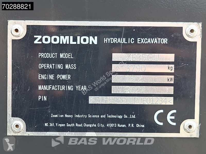 جرافة Zoomlion ZE35 Garantía de fábrica - A/C -...