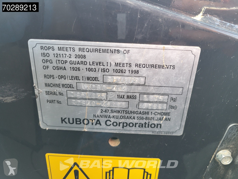 Skovl Kubota KX080-4a2 A/C