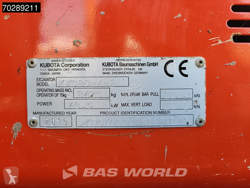 Escavadora Kubota KX080-4