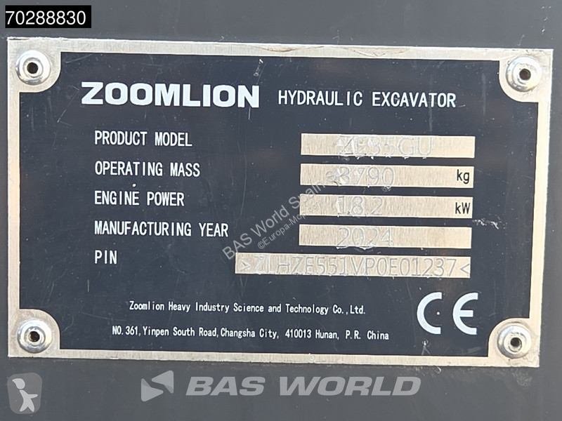 Rýpadlo Zoomlion ZE35 Garantía de fábrica - CW...