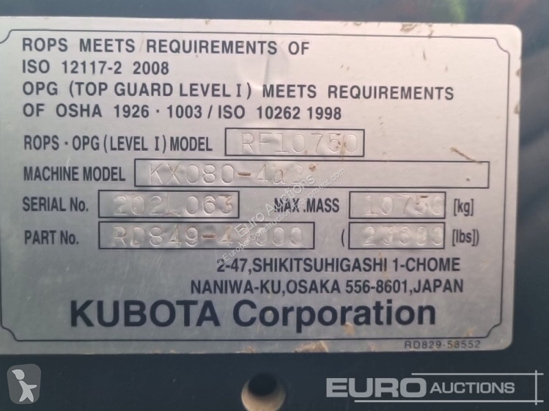 Escavadora Kubota KX080-4A2