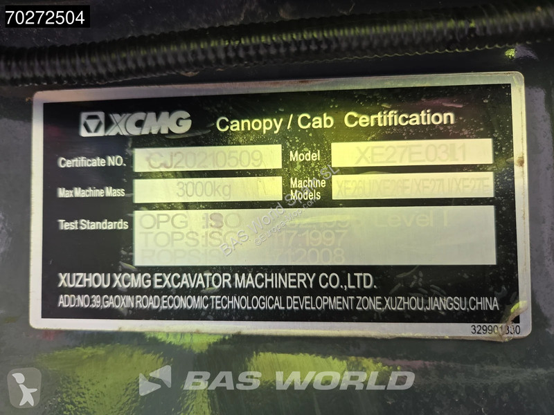 Rýpadlo XCMG XE27 E Garantía de fábrica - 3...