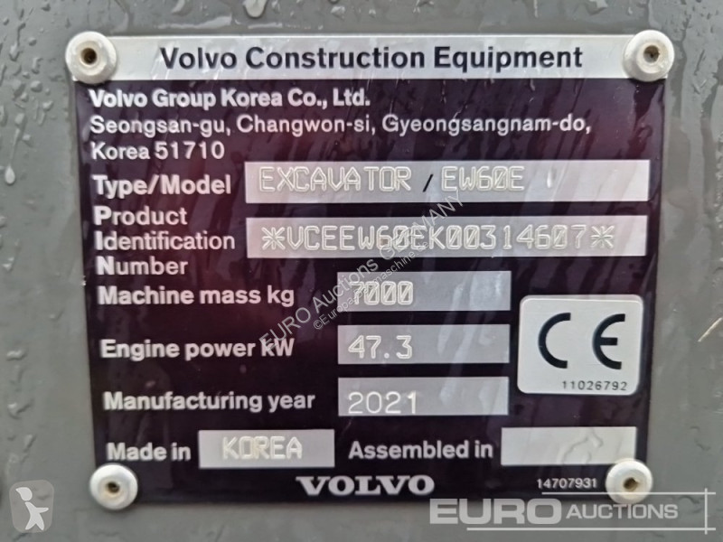 Excavator Volvo EW60E