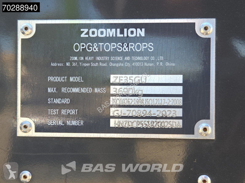 جرافة Zoomlion ZE35 Garantía de fábrica - CW /...