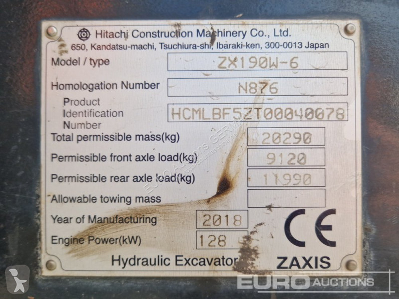 Rýpadlo Hitachi ZX190W-6