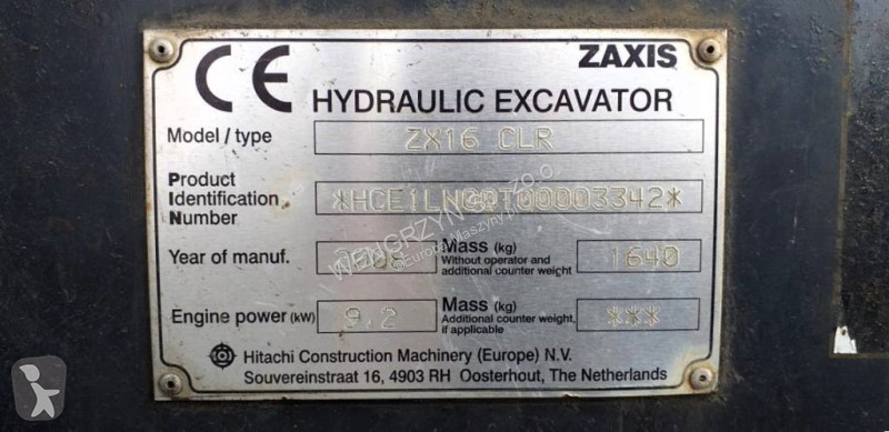 Skovl  Minikoparka gąsienicowa HITACHI ZX 16 CLR