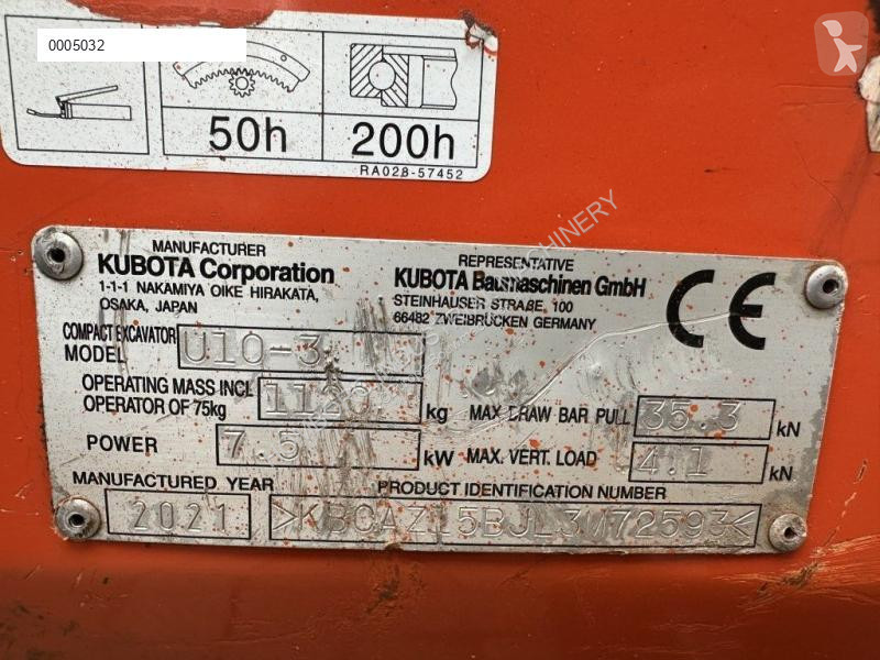 Excavadora Kubota U10-3 Minigraver Diesel...