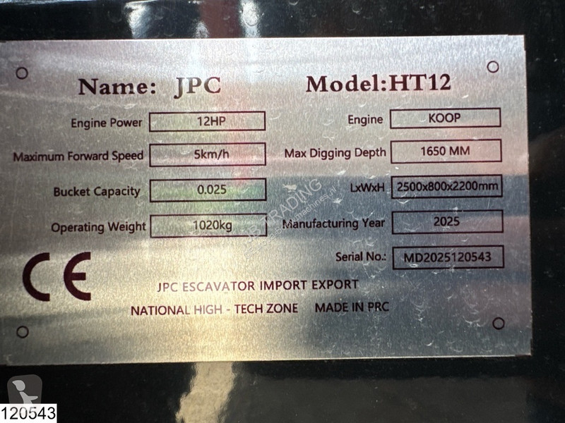 Lopatový nakládač JPC HT12 New – Unused, 2025,...