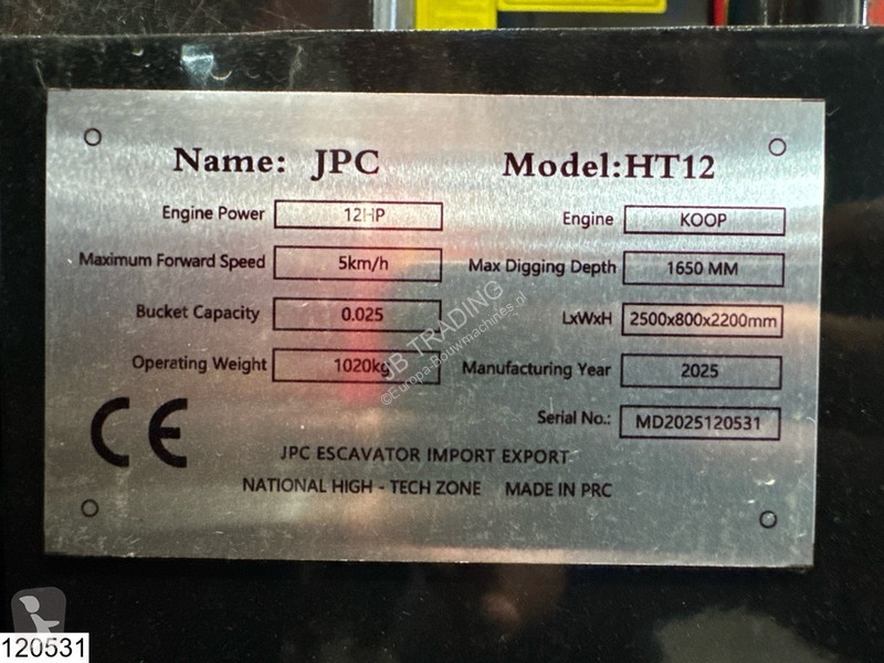 Koparka JPC HT12 New – Unused, 2025, 12 hp