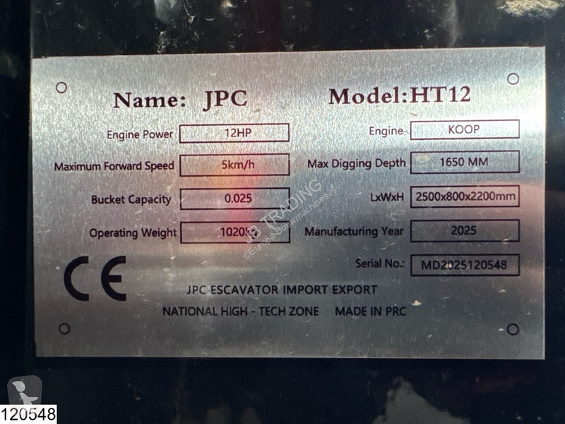 Lopatový nakládač JPC HT12 New – Unused, 2025,...