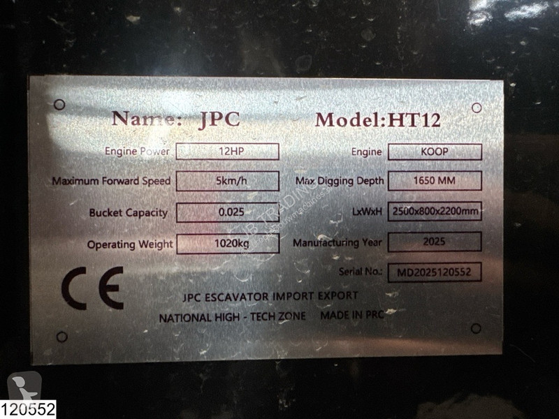 Lopatový nakládač JPC HT12 New – Unused, 2025,...