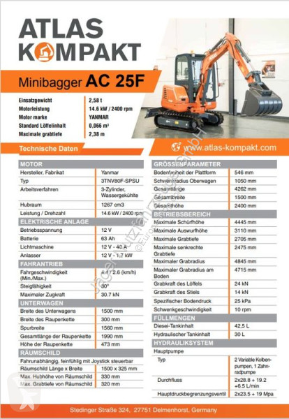 Excavadora Atlas AC25F, Bagger, Minibagger,...
