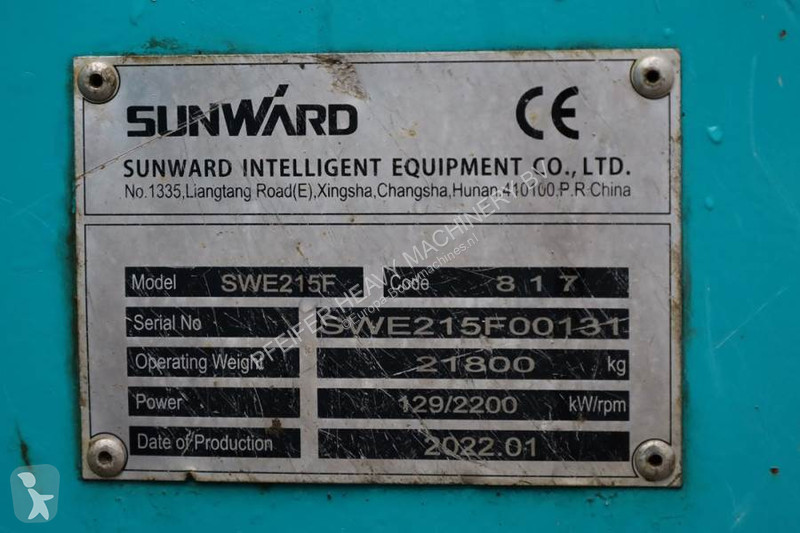 Escavadora Sunward SWE215F CE certification,...