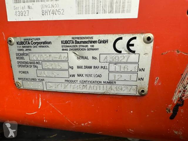 Skovel Kubota 0804 alpha / AC / 37.500 EUR