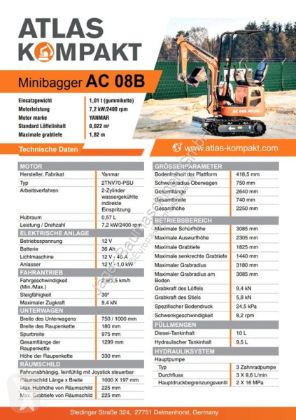 Graafmachine Atlas AC08, Bagger, Minibagger,...