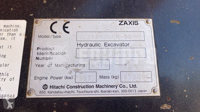Escavadora Hitachi ZX870-5G with quickcoupler...