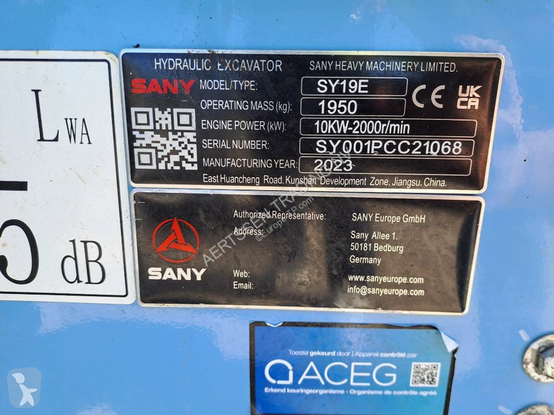 Escavatore Sany SY19E Electric (3 Buckets)
