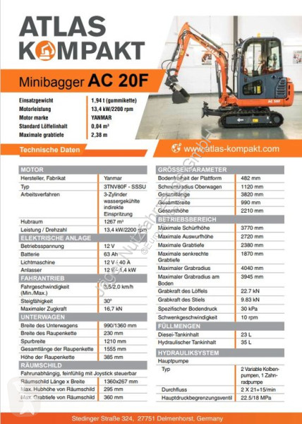 Excavadora Atlas AC 20 Bagger, Minibagger...