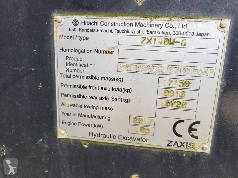 Escavatore Hitachi ZX140W-6