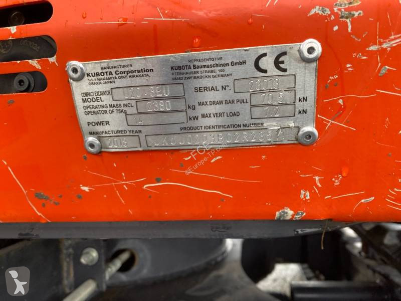 Graafmachine Kubota U20-3EU a réparer Origine...