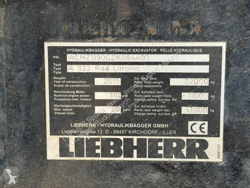 Skovl Liebherr A922 RAIL LITRONIC