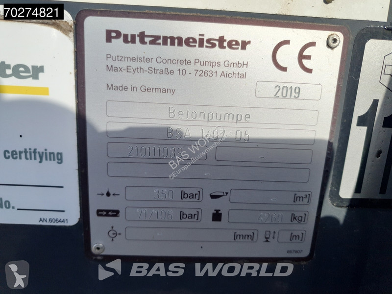 Beton Putzmeister D5 Concrete Pump | 71 m³/hr