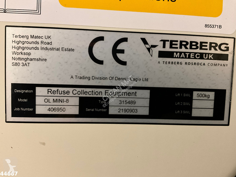 Vägmaskiner DAF FA  230 Euro 6 RHD Terberg 8m³...