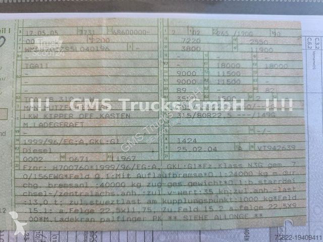 Lastbil MAN TGA 18.360 / 4X4 Allrad / Palfinger...