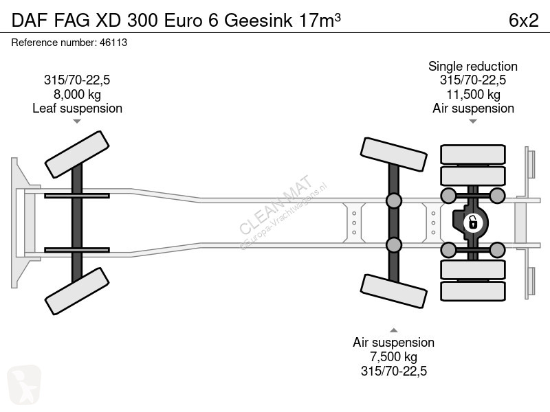 آلة لصيانة الطرق DAF G XD 300 Euro 6 Geesink 17m³