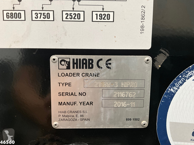 Gemeentevoertuig DAF FAN  290 Euro 6 Hiab 21...
