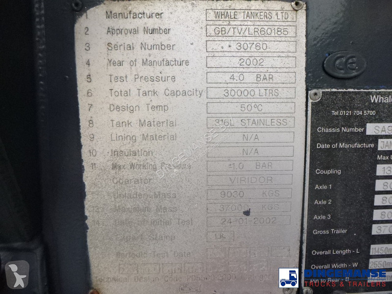 Gemeentevoertuig  Vacuum tank inox 30 m3 / 1...